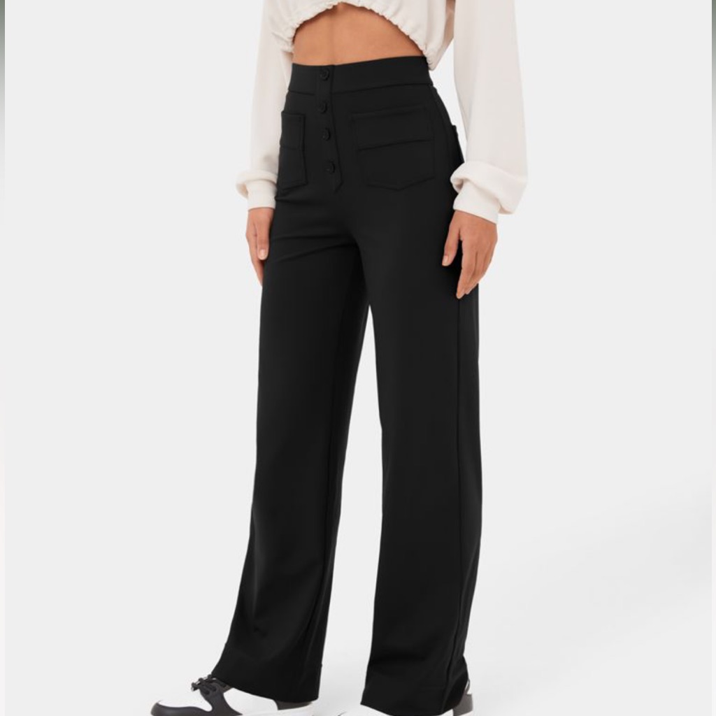 Halara High-Waist Wide-Leg Black Pants